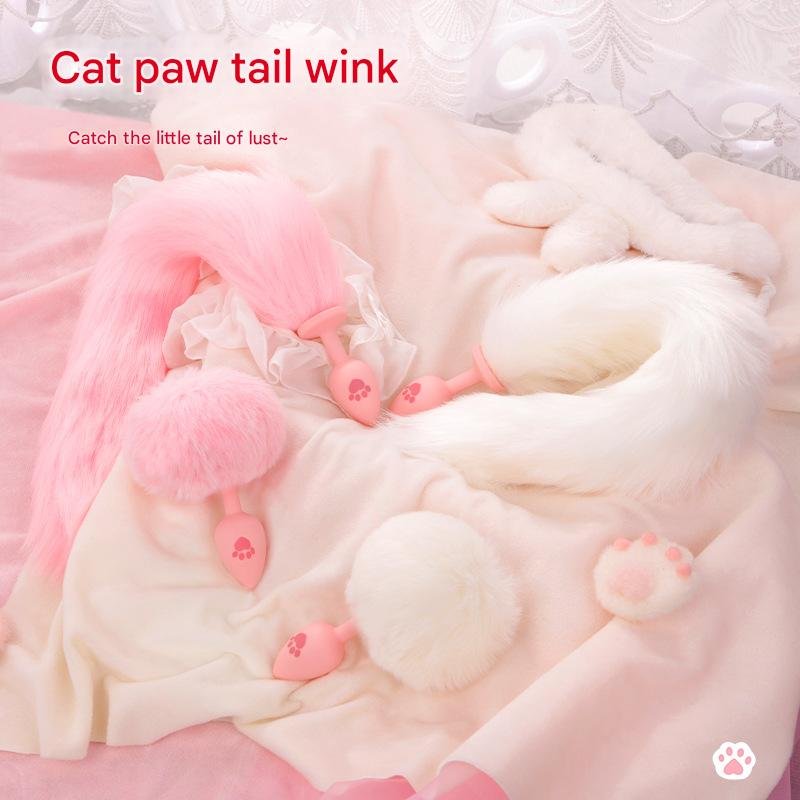 Cat paw print silicone anal plug - fox tail anal plug 1