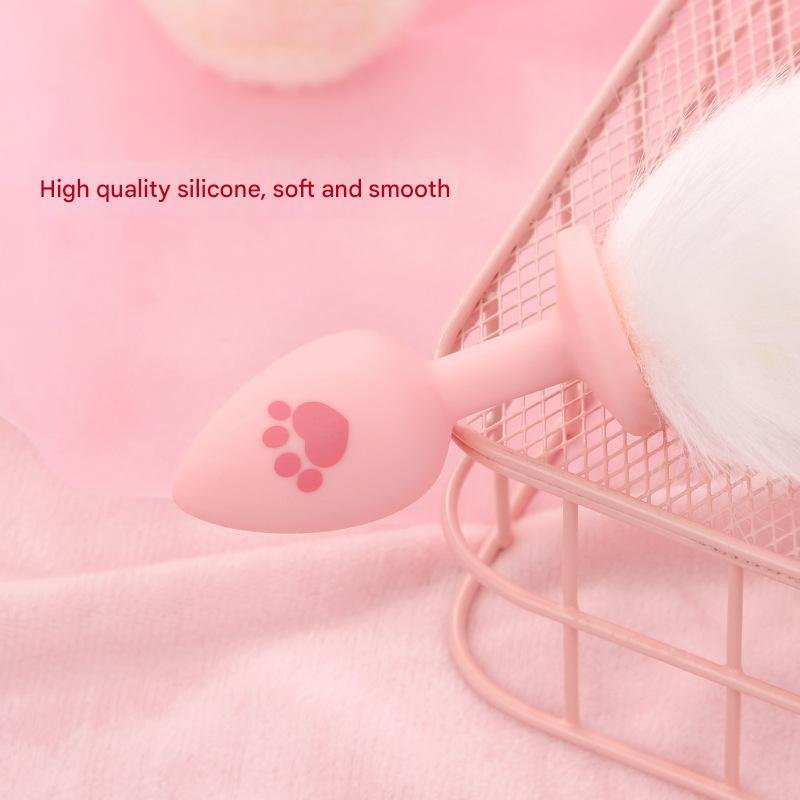 Cat paw print silicone anal plug - fox tail anal plug 2