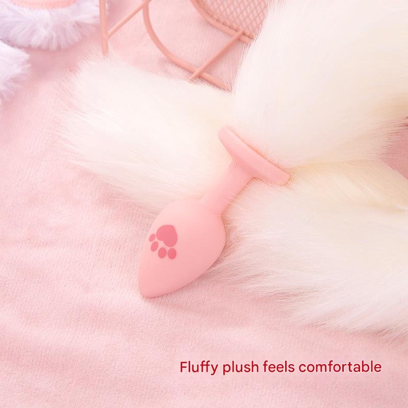 Cat paw print silicone anal plug - fox tail anal plug 3